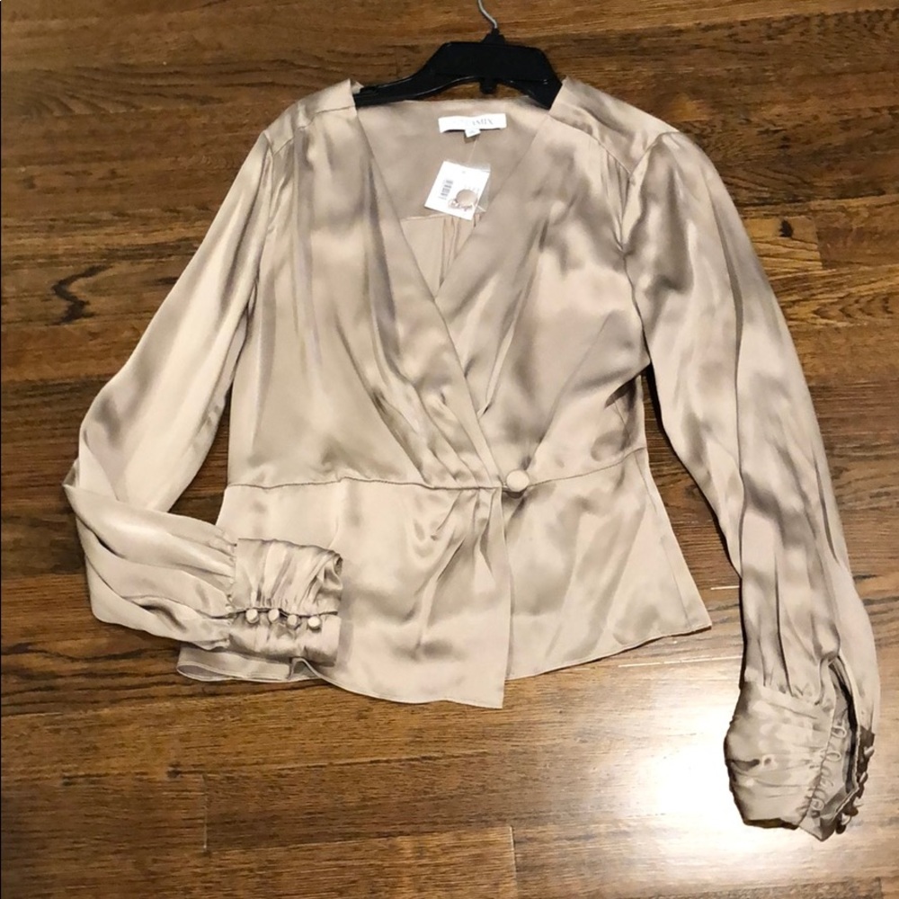 NWT Stunning Blush Silk Wrap Top